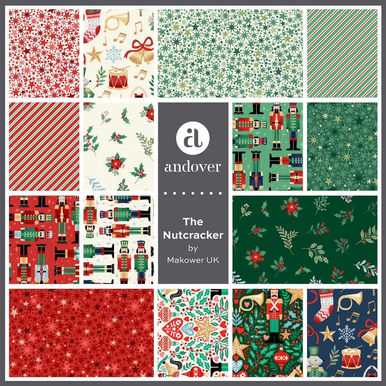 The Nutcracker collection swatches by Makower UK