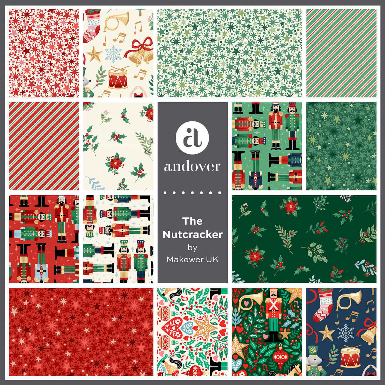 The Nutcracker collection swatches by Makower UK