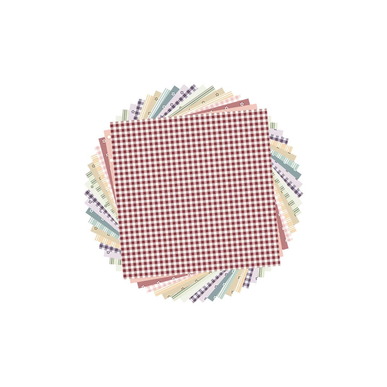 Nest 5" Charm Pack by Ghazal Razavi of Figo Fabrics for Northcott, 48 studio-cut quilting squares in checks, stars, dots and stripes.