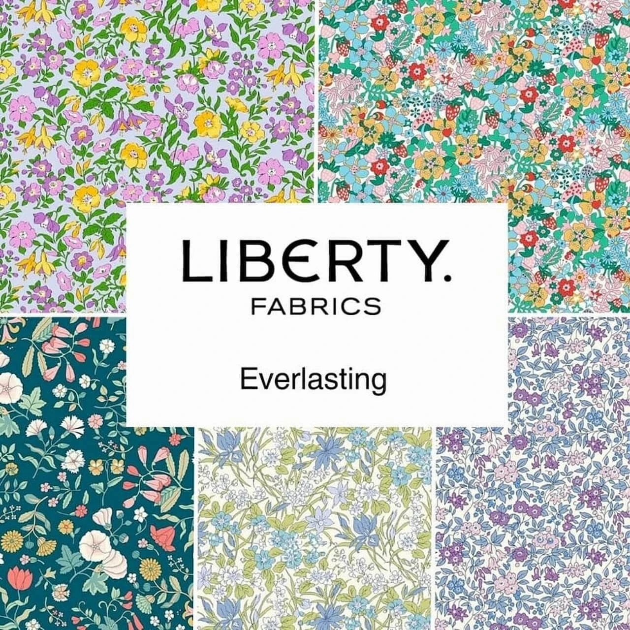 Liberty Everlasting Collection featuring a selection of iconic floral Lasenby Cotton prints in colourful botanical designs