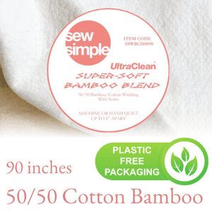 Sew Simple Super-Soft 50/50 Bamboo & Cotton. Cotton & Bamboo blend wadding, cut to length Sew Simple Super-Soft 50/50 Bamboo & Cotton. Cotton & Bamboo blend wadding, cut to length