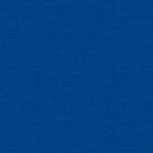 A rich ultramarine blue cotton fabric with a printed linen texture appearance, part of Makower's Linen Texture collection.