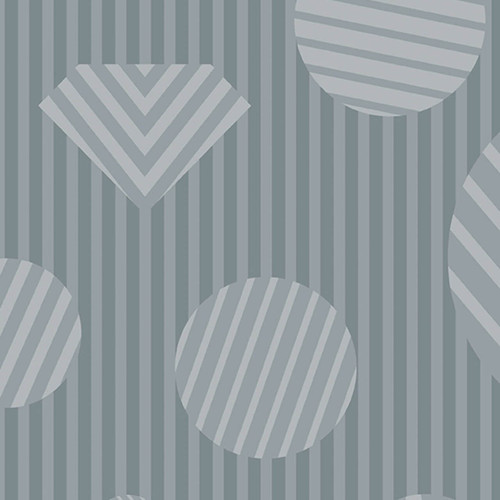 Libs Elliott's Heartbreaker in Ash Fabric - medium grey striped background fabric with striped geometric shapes overlaid