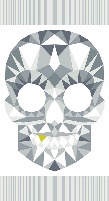 Watcher Fabric Panel: Unleash Your Style - Geometric skull shape in shades of grey