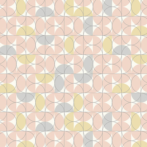 Experience Shell Pink Keyline  -  features a structured layout of half circles in pale grey, yellow and pink against a white background