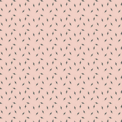 Embrace Creativity with Atomic in Shell Pink - features tiny lightening bolts arranged over a pale pink background
