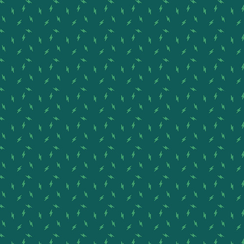 "Pine" - Sea Green Lightning Bolts Pattern by Andover Fabrics' Atomic Collection