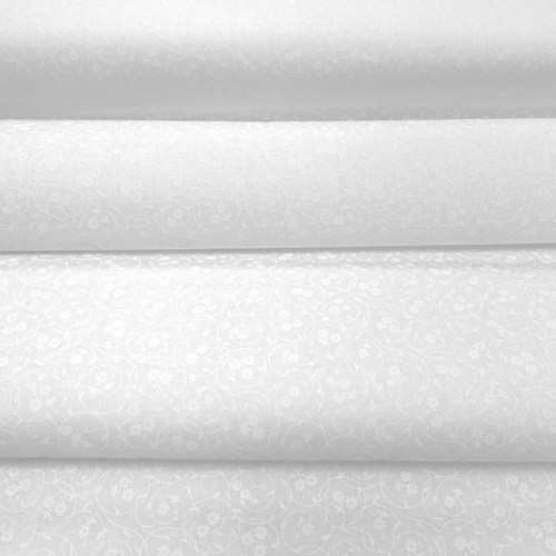 Flowering Scrolls white on white fabric