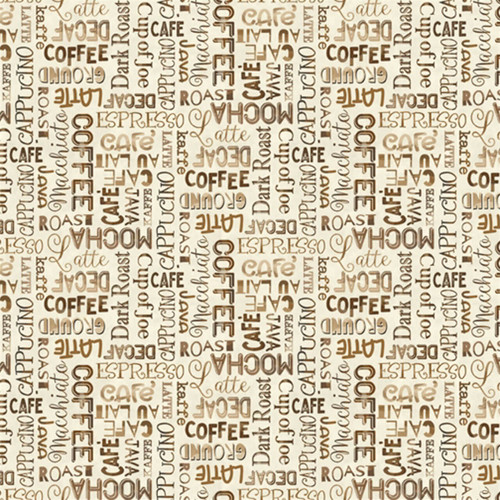 Fabric Sample: Dark Roast on cream from the Perk Up Collection by Michael Miller