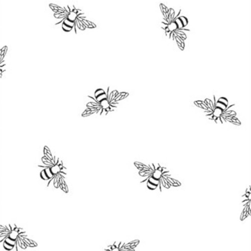 Fabric Design: P&B Textiles' Ramblings Spring white on white Bees pattern outline