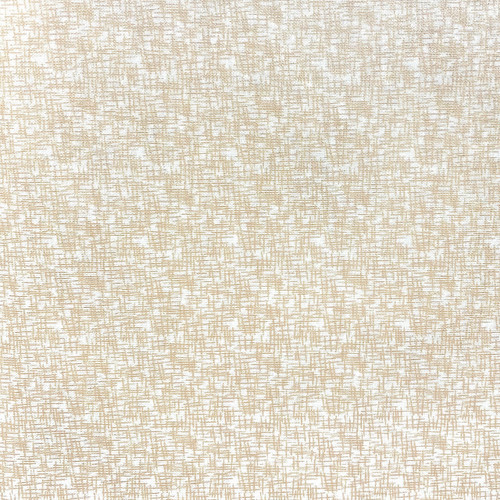 Riley Blake Designs' Criss Cross in Gold fabric, 100% cotton with metallic print on off-white background, 44 inches wide.