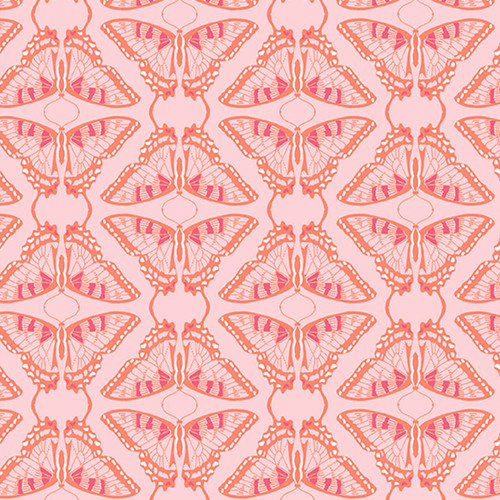 "Swallowtail in Tonal Blush" fabric from Andover's Flora & Fauna collection by Patty Sloniger, featuring pink swallowtail butterflies on a tonal pink background.