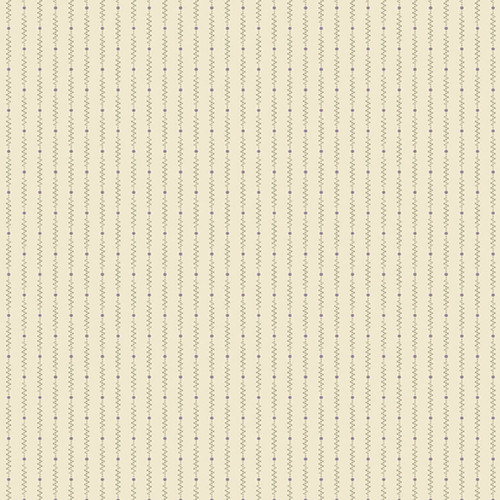 Andover Fabrics' 'Dot Zipper in Ivory' from the Jewel Box collection, showcasing a delicate dotted line pattern on a cream background.