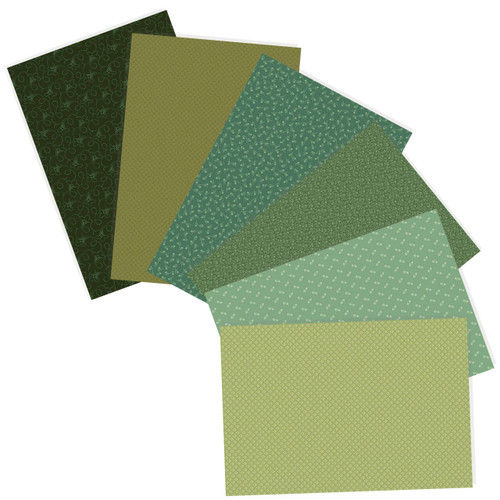 Assorted green patterned fat quarters from Andover Fabrics' Tonal Ditsy Forest collection.