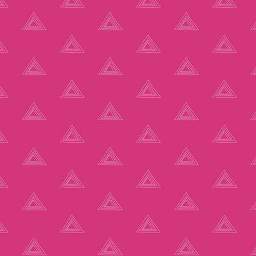 Magenta 100% cotton fabric with a geometric triangle pattern from the Prism Elements collection, named Rad Rhodonite.