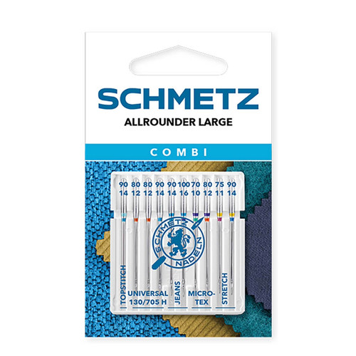 Image of Schmetz Large All-Rounder Pack featuring an assortment of needles in various types and sizes.