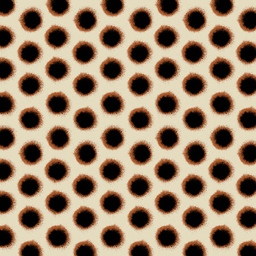 100% cotton Kensington in Parchment fabric from Andover Fabrics' Verdigris collection, showcasing a beige and black eclipse-like pattern. 100% cotton Kensington in Parchment fabric from Andover Fabrics' Verdigris collection, showcasing a beige and black eclipse-like pattern.