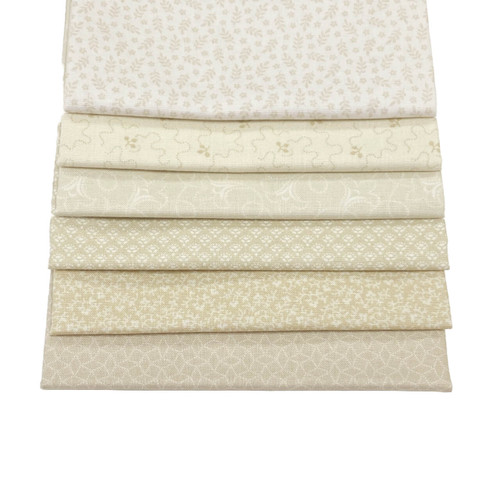 Collection of six creme fat quarters from Andover Fabrics' Tonal Ditsy Creme Fraiche collection