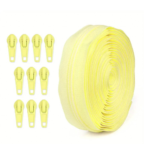 No.5 continuous coil zip in pale yellow with matching pulls No.5 continuous coil zip in pale yellow with matching pulls