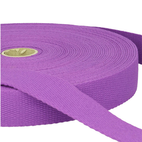 Plum 25mm cotton webbing roll, sold by the metre. Stephanoise 1" plum cotton webbing for bag straps