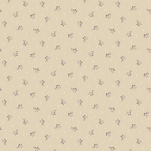Andover Fabrics Wildflower Cottage Meadow Linen—linen beige with lavender and taupe ditsy floral sprigs cotton print. Andover Fabrics Wildflower Cottage Meadow Linen—linen beige with lavender and taupe ditsy floral sprigs cotton print.