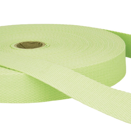 Water Green 25mm cotton webbing roll, sold by the metre. Stephanoise 1" Water green cotton webbing for bag straps