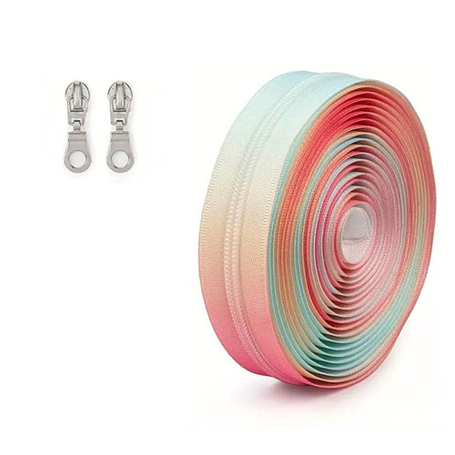 Sorbet Ombre size 5 continuous zipper tape with silver teardrop pull