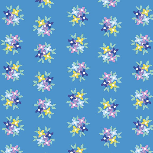 Peacock blue floral Posy Grande Peacock fabric from Andover Fabrics Friday Night collection.