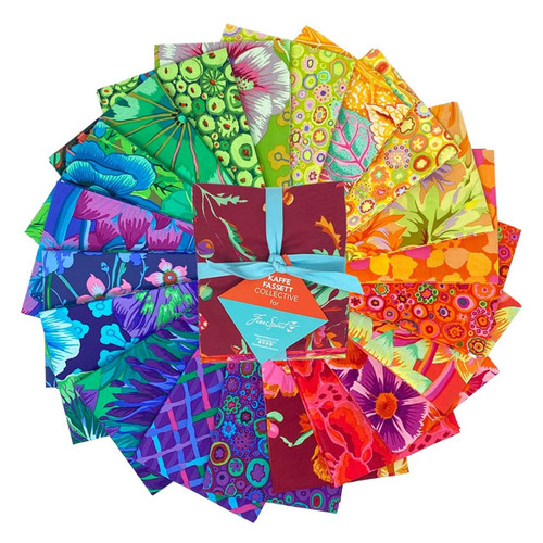 Kaffe Fassett Collective Classics Plus Spectrum Fat Quarter Bundle, Free Spirit Fabrics, 20 pieces, rainbow palette, florals and geometrics
