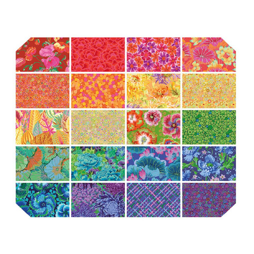 Swatch of 20 fabric patterns in the Spectrum Fat Quarter Bundle