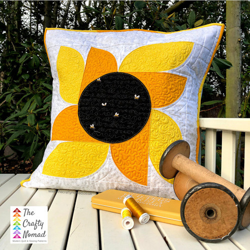 Crafty Nomad - Tipsy Petal Quilt Pattern. Sunflower Cushion.