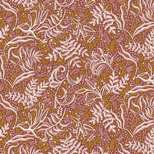 Liberty Autumn Woodland Rustling Grasses Rose fabric with flowing meadow grasses in cream, green and gold on a warm rose pink background
