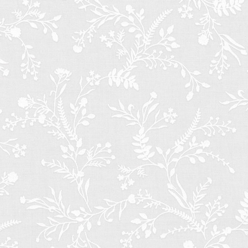 Robert Kaufman Alabaster Hues Stretch in White fabric with white trailing botanical motifs on a soft neutral background