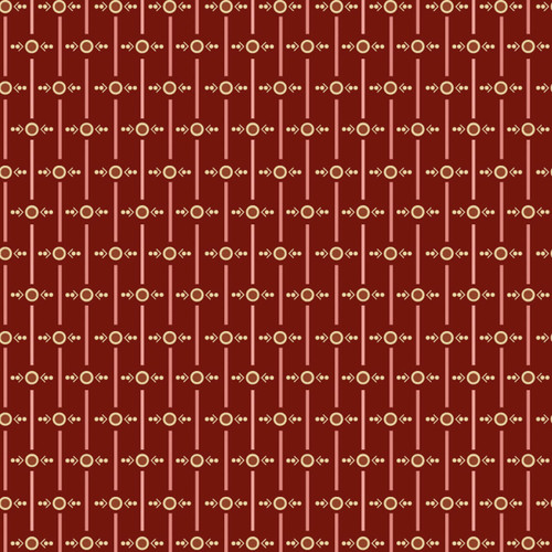 Bold geometric pattern on a rich cranberry red background, 100% cotton fabric from EQP's Of Old and New collection.