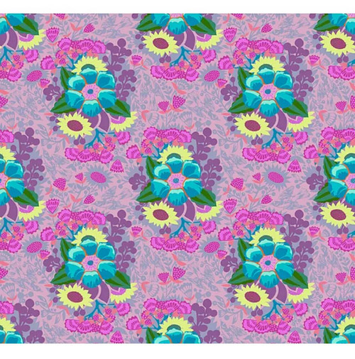 Northcott Fabrics Overdressed Grape Centerpiece grape and lilac floral quilting cotton showing full repeating botanical pattern