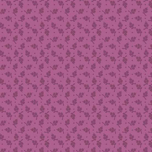 Andover Fabrics Moody Hues Little Flower Raspberry quilting cotton with tiny berry-toned floral sprigs on raspberry pink background
