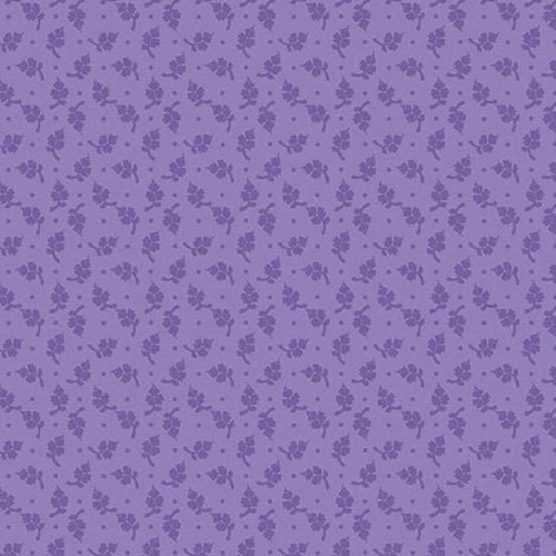 Andover Fabrics Moody Hues Little Flower Pansy quilting cotton with small violet floral sprigs on pansy purple background