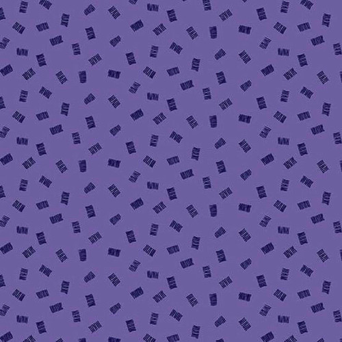 Andover Fabrics Moody Hues Chunks Blue Violet quilting cotton with small indigo dash motifs on blue violet background