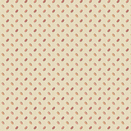 Andover Fabrics Laundry Line Planting Red quilting cotton with small red seed sprig motifs on a soft cream background