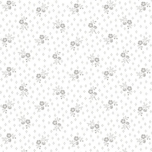 Henry Glass Quilter's Flour III Cottage fabric white  white floral ditsy print cotton