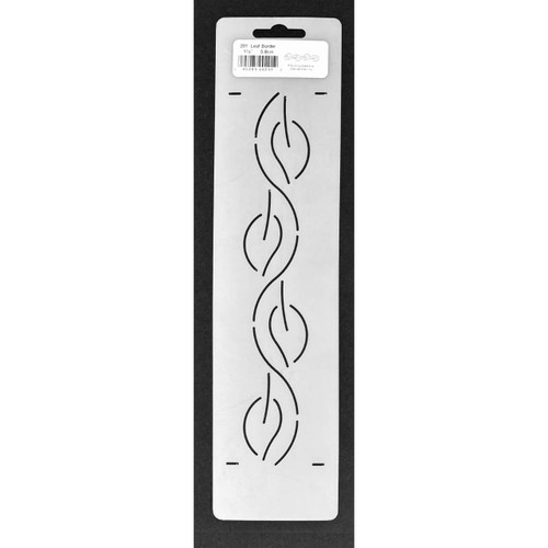 Flexible semi-transparent Mylar quilting stencil featuring a repeating 1.5-inch leaf border design for marking continuous quilt borders.