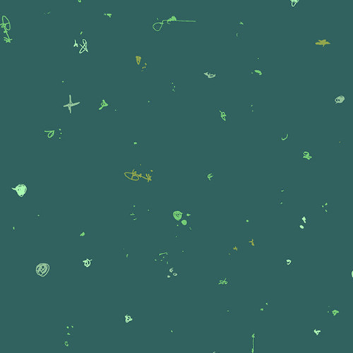 Dark green fabric with abstract doodle design from the Motley collection by Giucy Giuce