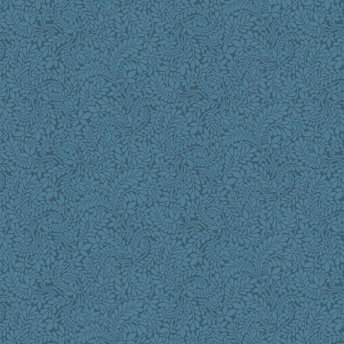 York Fern Twilight fabric by Liberty showing dark blue botanical fern swirls, ideal for patchwork and quilting