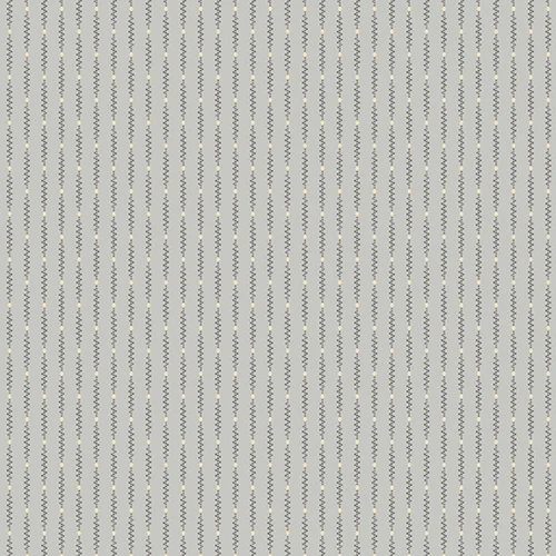 Close-up of Dot Zipper in Silver fabric from Andover's Jewel Box Collection, showcasing detailed grey ditsy prints on 100% cotton material
