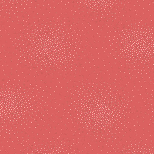Andover Fabrics Spritz 2 Passion Fruit fabric in vibrant coral with softly scattered tonal dot clusters