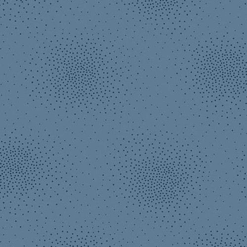 Andover Fabrics Spritz 2 Slate fabric in a sophisticated blue-grey with softly scattered tonal dot clusters