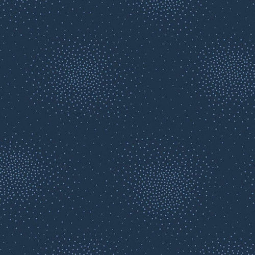 Andover Fabrics Spritz 2 Uniform fabric in a deep navy blue with softly scattered tonal dot clusters