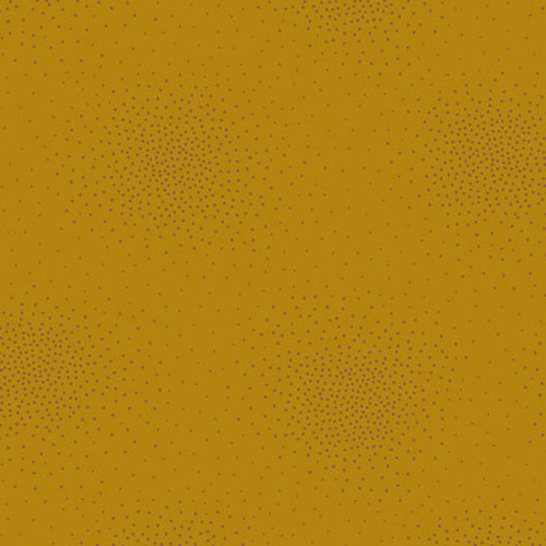 Andover Fabrics Spritz 2 Mustard fabric in a rich golden yellow with softly scattered tonal dot clusters