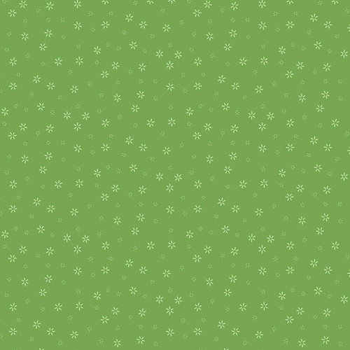 Verdant Blossoms fabric with green background and small white blossoms from Andover Fabrics