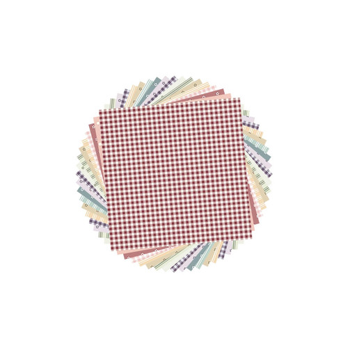 Nest 5" Charm Pack by Ghazal Razavi of Figo Fabrics for Northcott, 48 studio-cut quilting squares in checks, stars, dots and stripes.